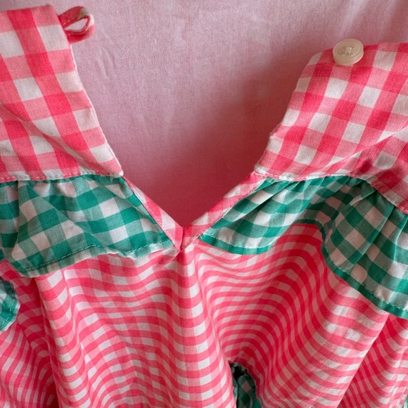 Crewcuts Tiered Ruffle Pink/Green Gingham Dress, Size 10 - Picture 4 of 7